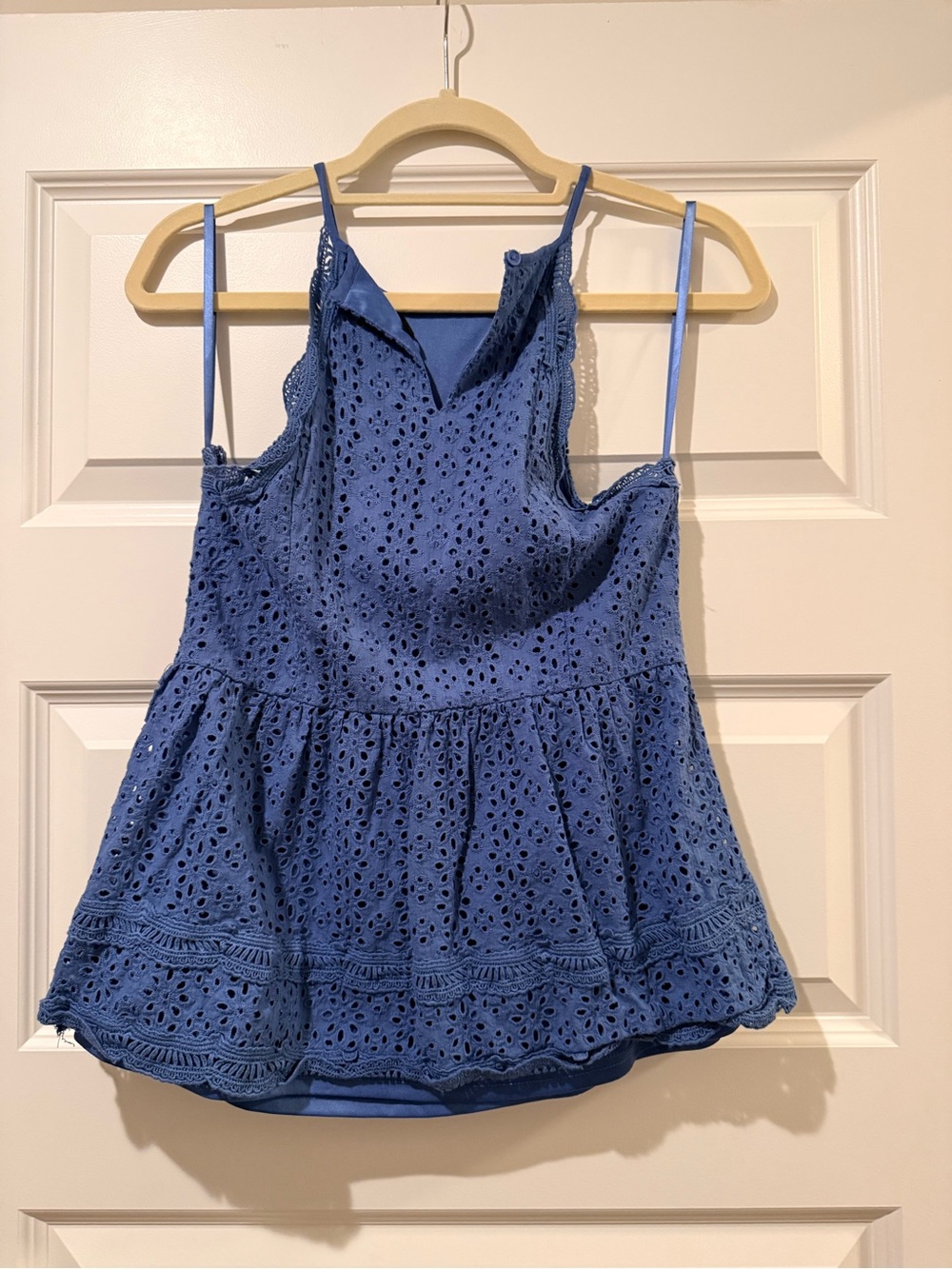 Doe & Rae Blue Eyelet Halter-Style Tank - Picture 3 of 4